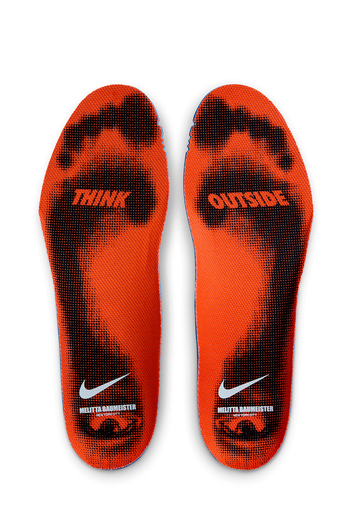 Orange and black soles on white background