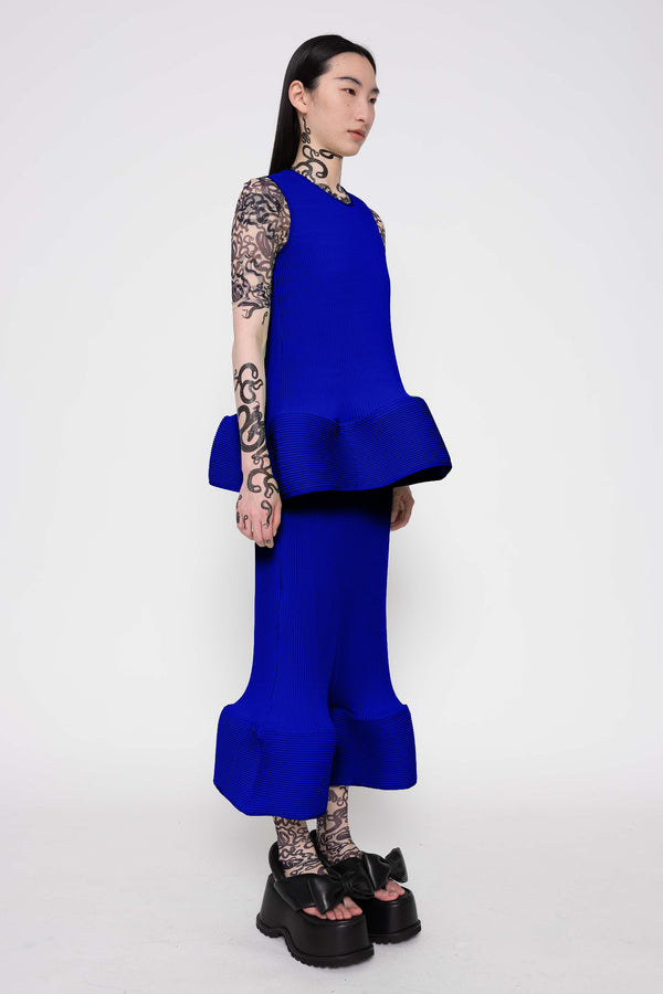 BLUE RIPPLE WAVY HEM SKIRT