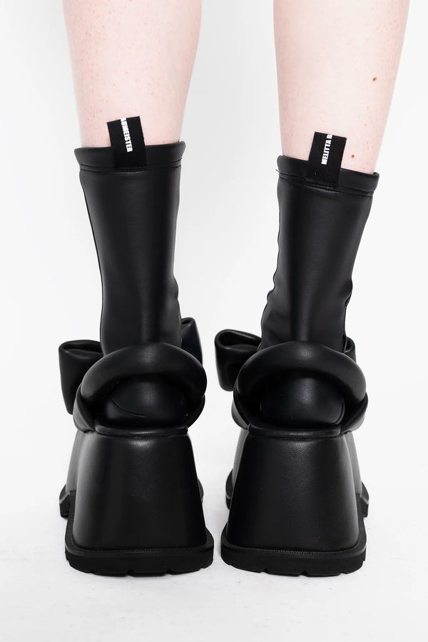 MELITTA-BAUMEISTER-Bow-Platform-Sandals-Black-BACK-VIEW