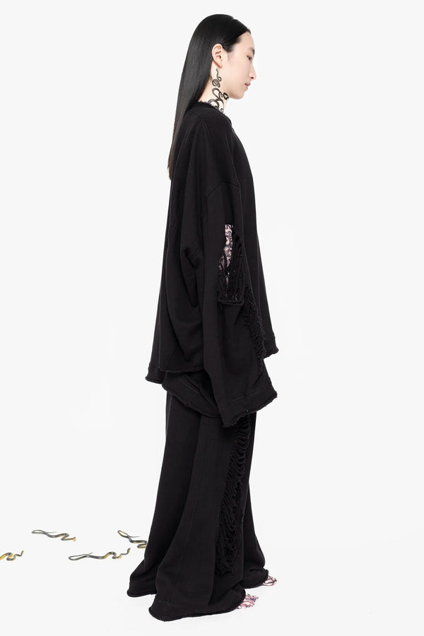 MELITTA-BAUMEISTER-Crewneck-Sweater-Black-Full-Body-Right-Side-View