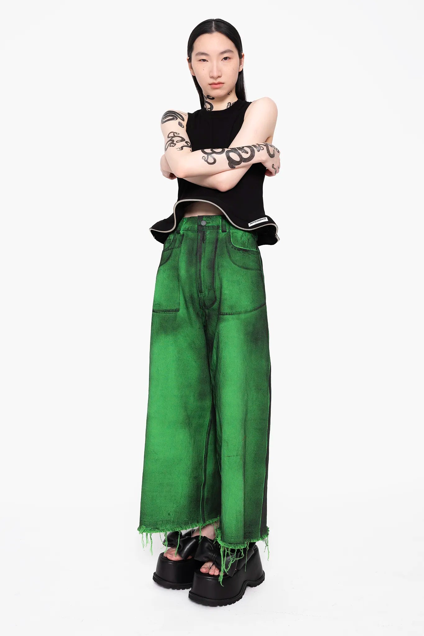MELITTA BAUMEISTER Cropped Denim Pants in Green