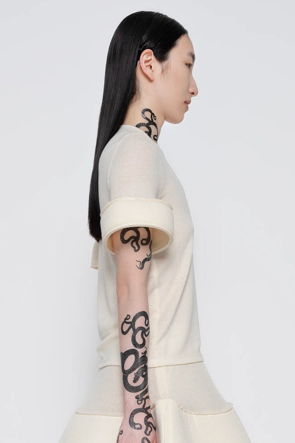 MELITTA-BAUMEISTER-Foam-Cuff-Tee-in-Ivory-RIGHT-SIDE-VIEW