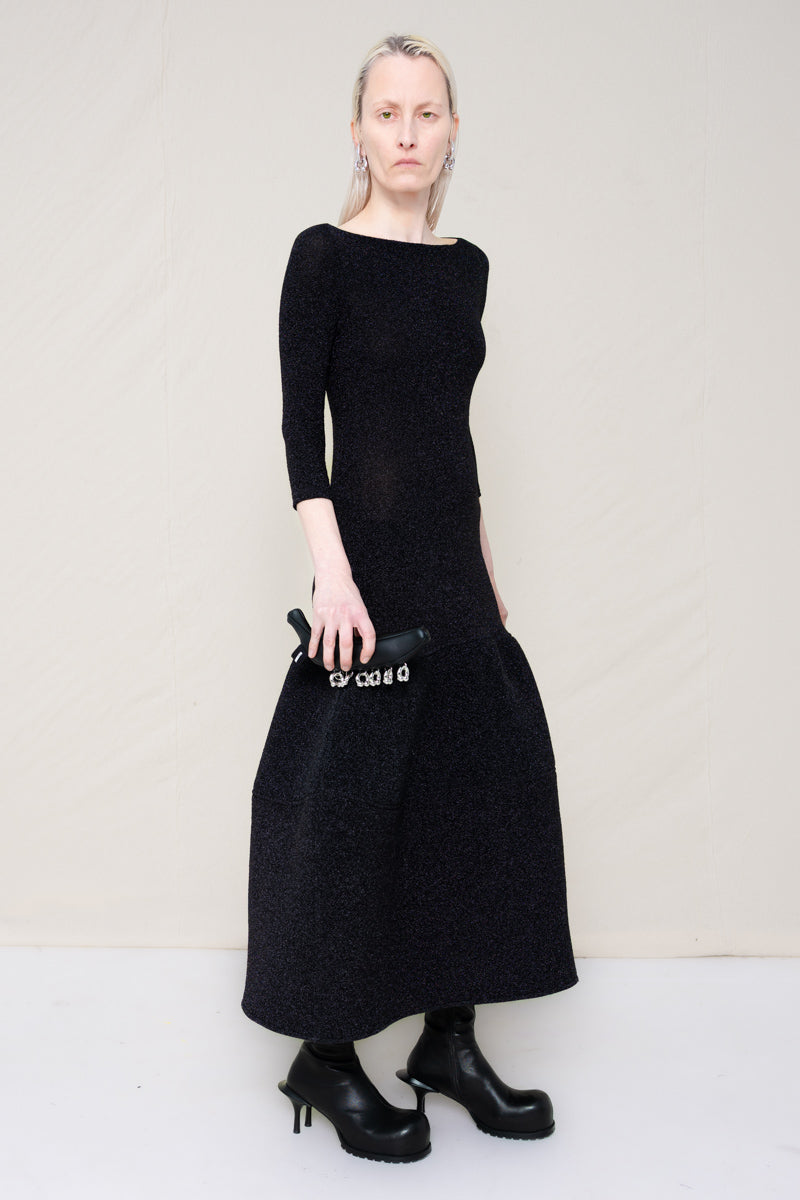 GLITTER BLACK FOAMY BALL DRESS