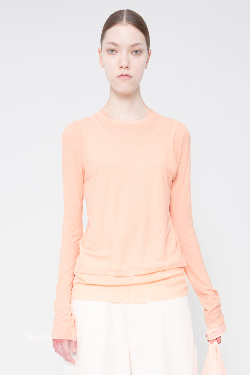 LIGHT PINK LONG SLEEVE DOUBLE TOP
