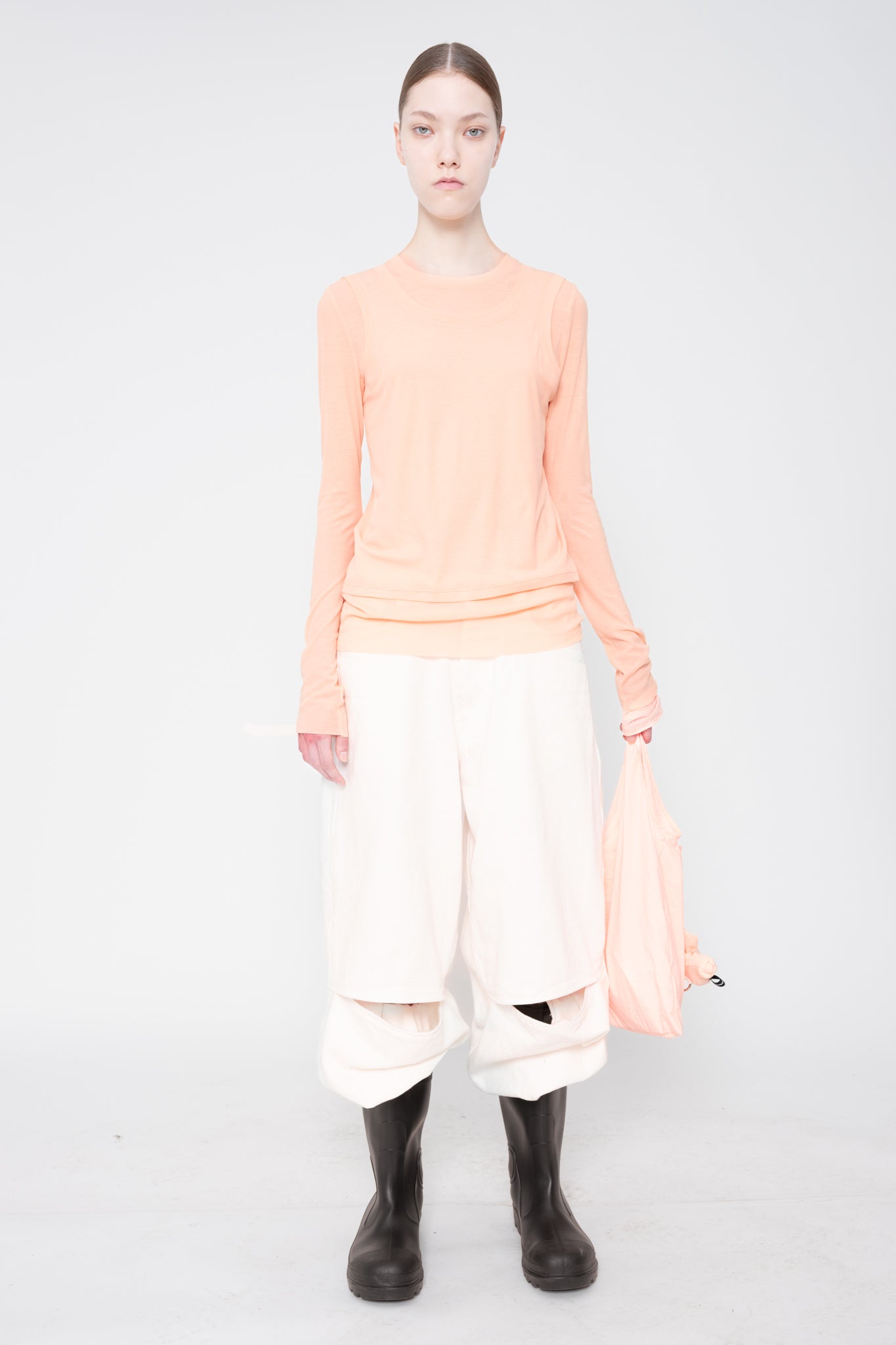 LIGHT PINK LONG SLEEVE DOUBLE TOP