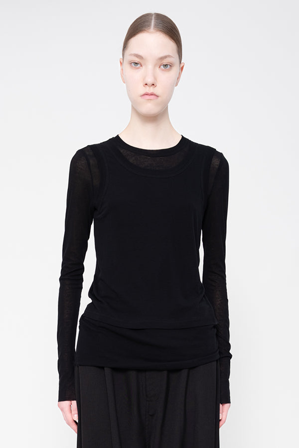 BLACK LONG SLEEVE DOUBLE TOP