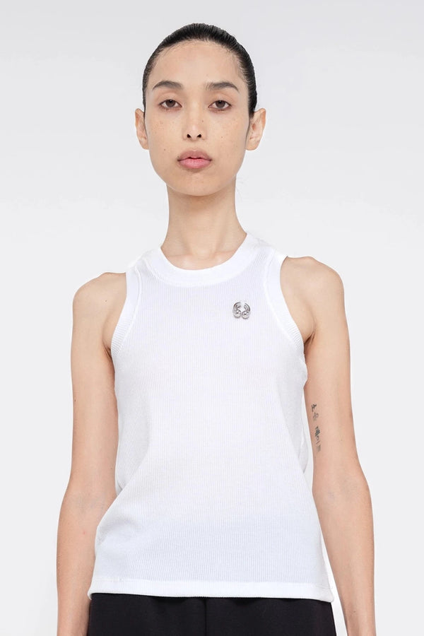 WHITE PIERCED TANK