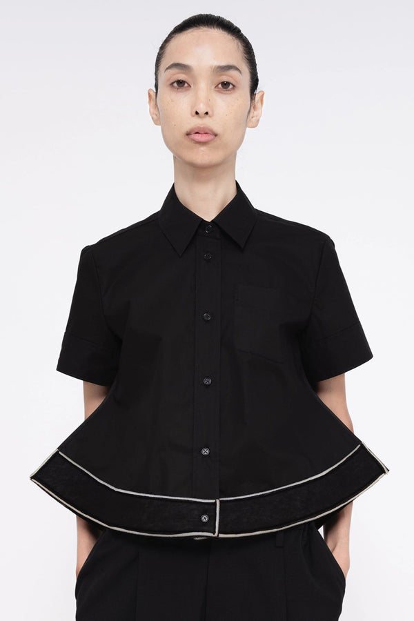 BLACK POINTY HEM SHIRT