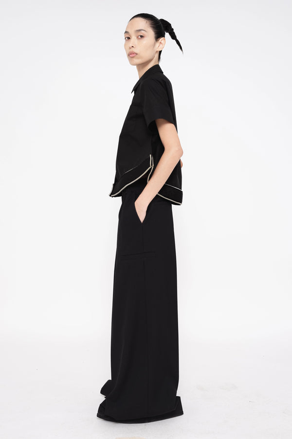 BLACK POINTY HEM SHIRT