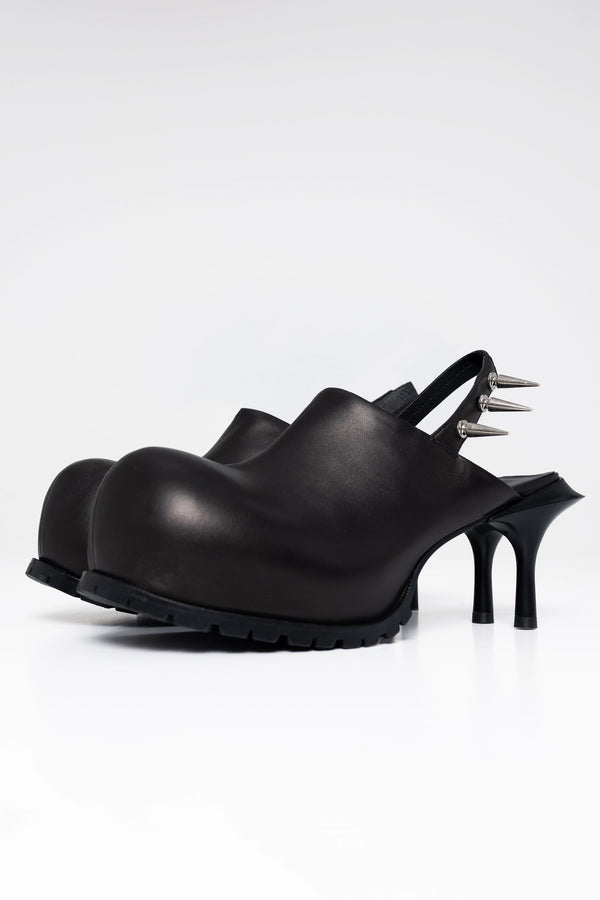 BLACK DOUBLE HEEL MULE