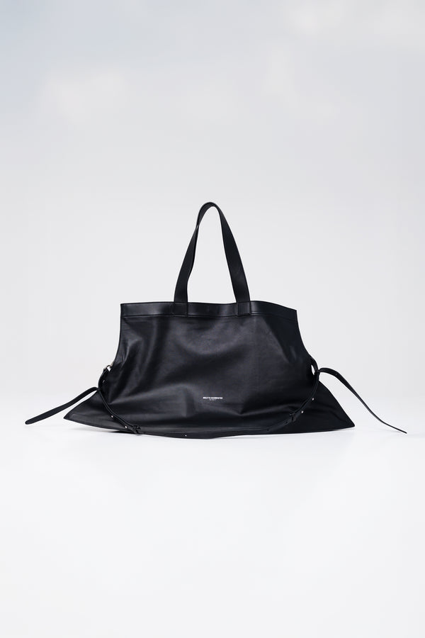 BLACK-SLOUCHY-POINTY-WEEKENDER-BAG-WITH-CROSSBODY-STRAP