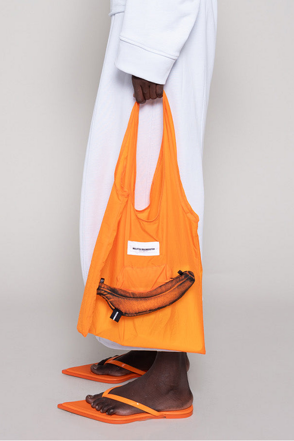 HAND PAINTED ORANGE BANANA TOTE