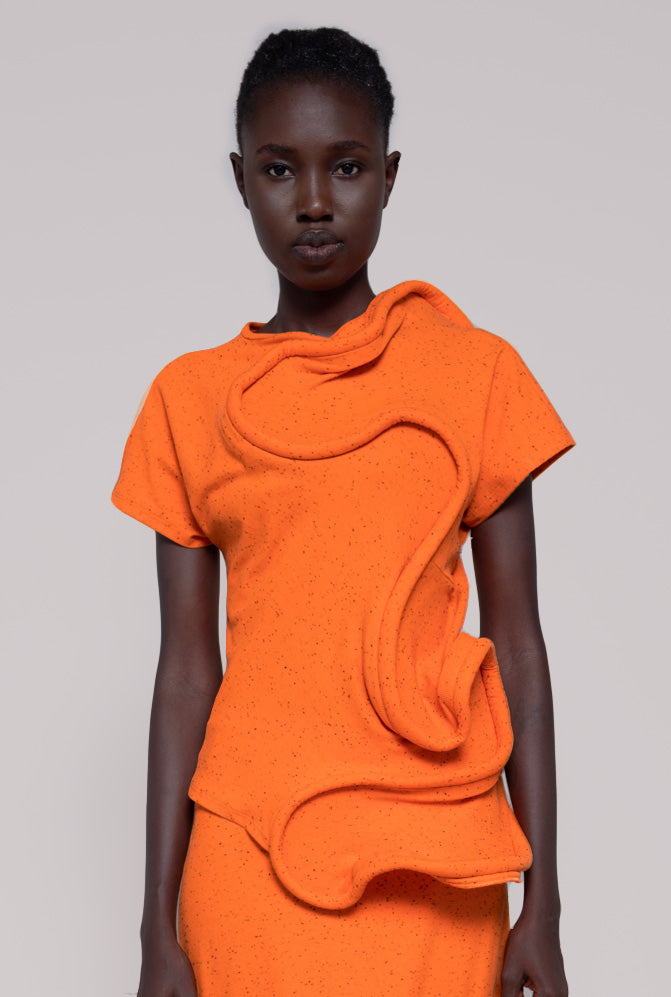 ORANGE SWIRLY TOP