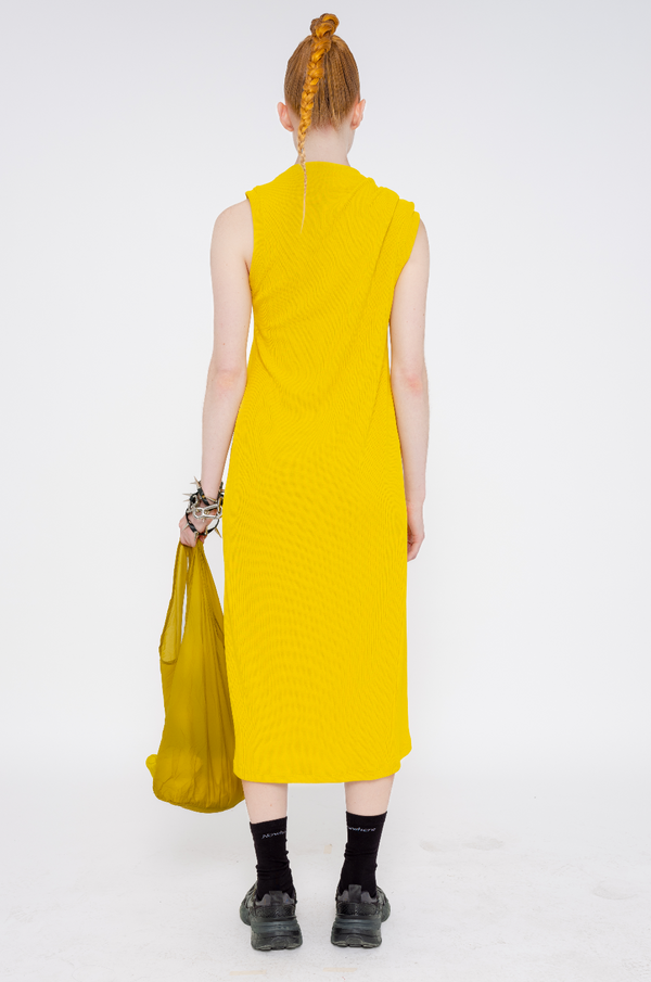 MUSTARD LIME PIERCED DRESS