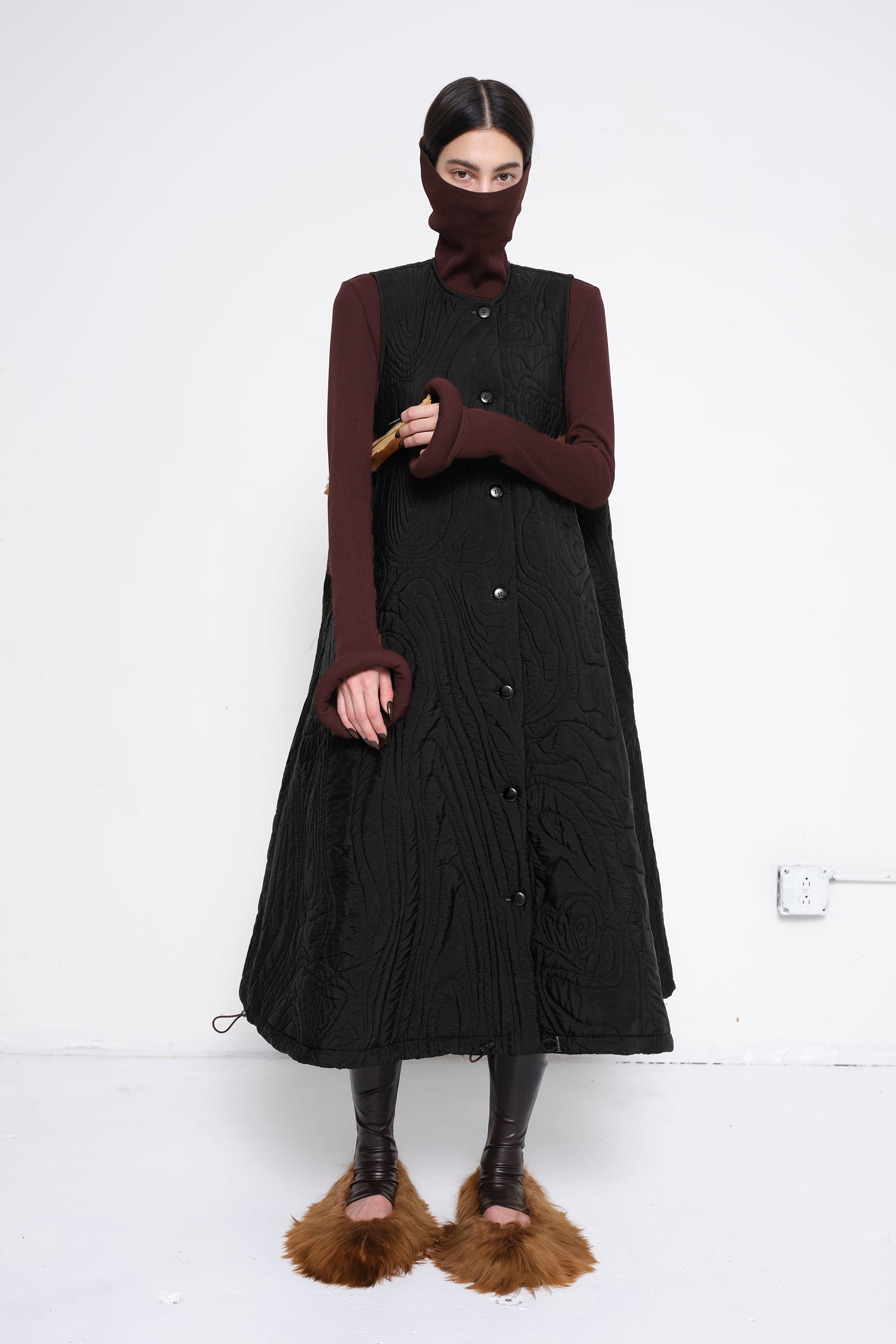 Black Quilted A-line Dress