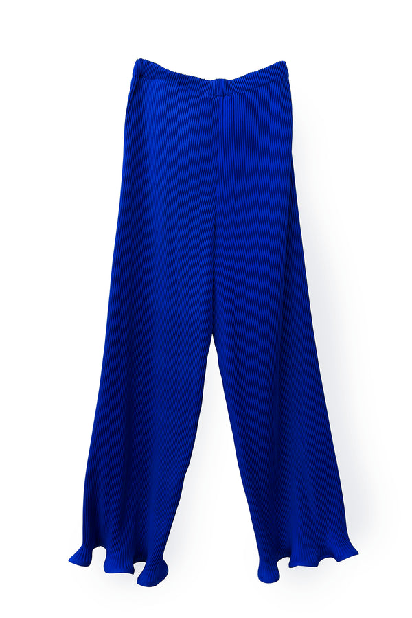 BLUE CROPPED RIPPLE PANTS
