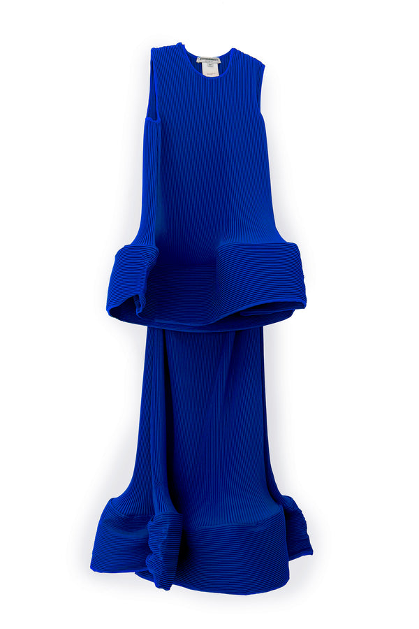 BLUE RIPPLE WAVY HEM SKIRT