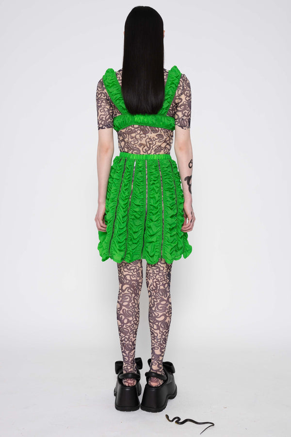 GREEN SHORT RUCHED SKIRT