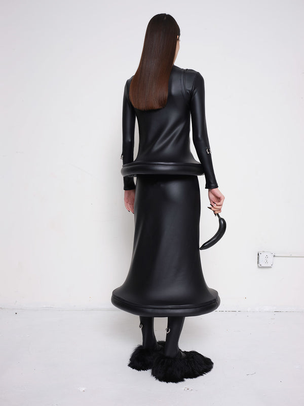 Pleather Circle Bottom Skirt