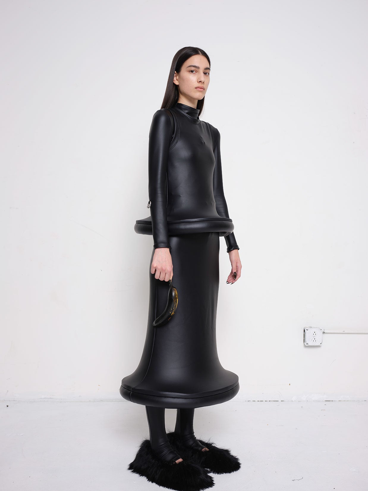 Pleather Circle Bottom Skirt