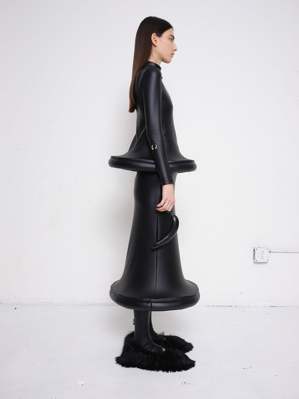 Pleather Circle Bottom Skirt