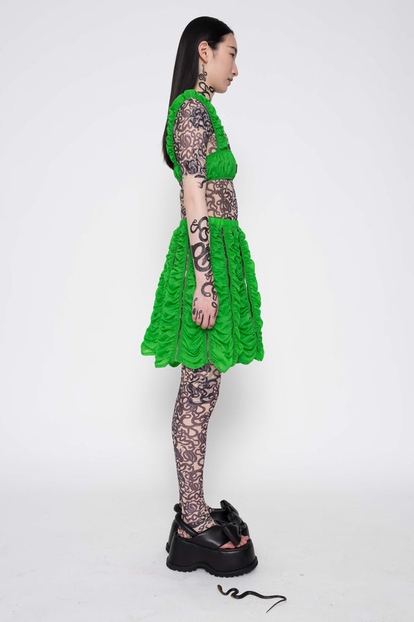 GREEN SHORT RUCHED SKIRT