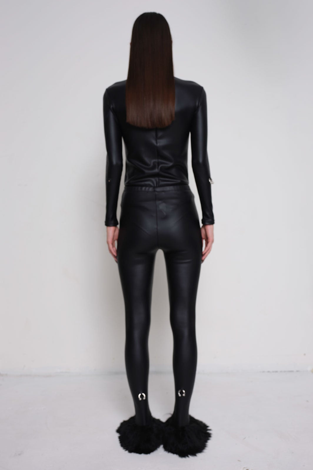 Black Pleather Pierced Bodysuit