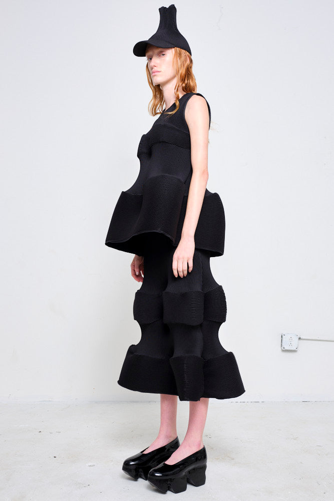 BLACK WAVY RIPPLE PUZZLE SKIRT